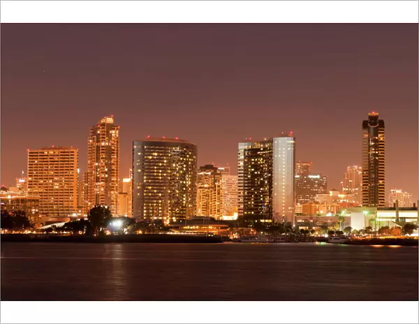 San Diego skyline at dusk from Coronado Island, California, United States of America