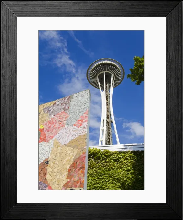 Framed Print : Tile Mosaic by Horiuchi and the Space Needle, Seattle Center, Seattle, Washington State Framed Print : Tile Mosaic by Horiuchi and the Space Needle, Seattle Center, Seattle, Washington State