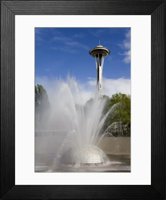 Framed Print : International Fountain and Space Needle at the Seattle Center, Seattle Framed Print : International Fountain and Space Needle at the Seattle Center, Seattle