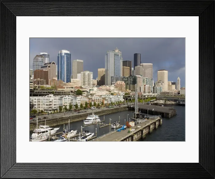 Framed Print : Seattle skyline and Bell Harbor Marina, Seattle, Washington State, United States of America Framed Print : Seattle skyline and Bell Harbor Marina, Seattle, Washington State, United States of America