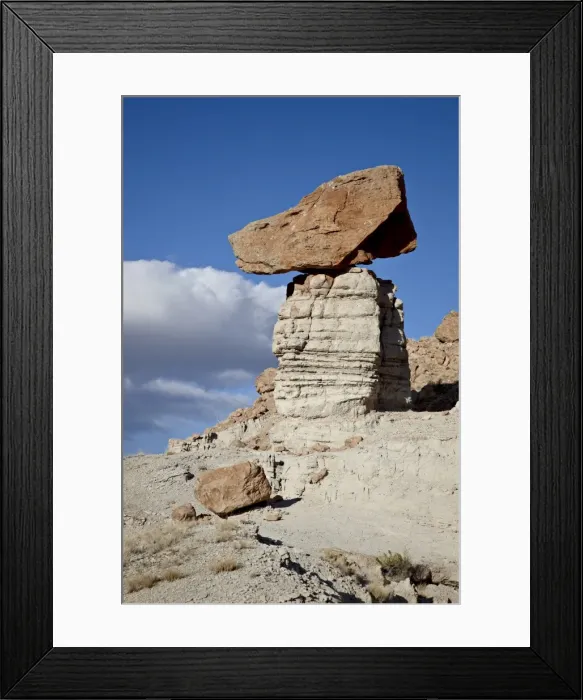 Framed Print : Balanced rock in Plaza Blanca Badlands (The Sierra Negra Badlands), New Mexico Framed Print : Balanced rock in Plaza Blanca Badlands (The Sierra Negra Badlands), New Mexico