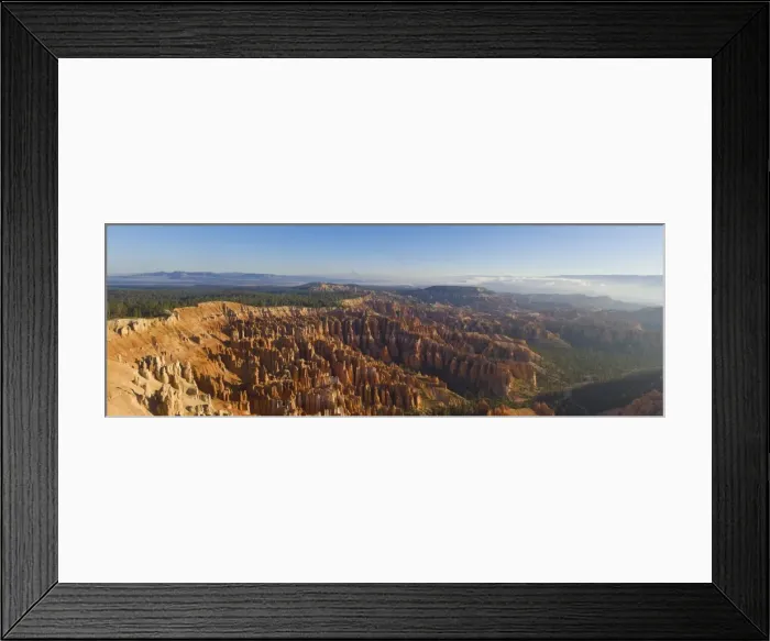 Framed Print : Dawn with low mist over the sandstone hoodoos in Bryce Amphitheater, Inspiration Point Framed Print : Dawn with low mist over the sandstone hoodoos in Bryce Amphitheater, Inspiration Point