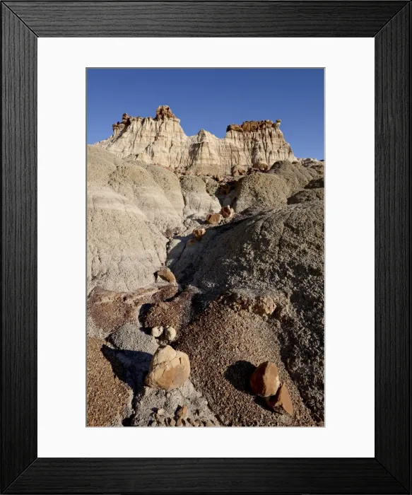 Framed Print : Rock formation in the badlands that looks like a castle, Bisti Wilderness Framed Print : Rock formation in the badlands that looks like a castle, Bisti Wilderness