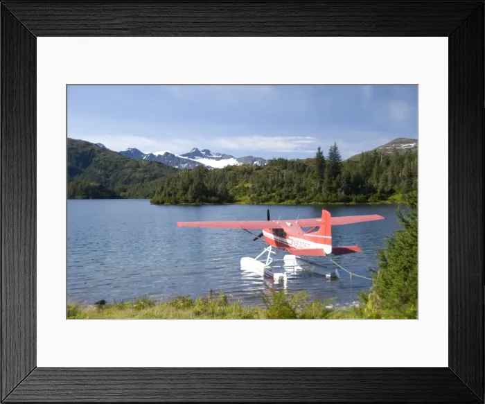 Framed Print : Float plane parked at lake side, Shrode Lake, Prince William Sound, Alaska Framed Print : Float plane parked at lake side, Shrode Lake, Prince William Sound, Alaska