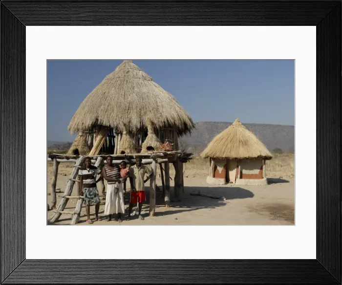 Framed Print : Ttraditional thatch roofed house and grain storage, Lake Kariba, Zimbabwe, Africa Framed Print : Ttraditional thatch roofed house and grain storage, Lake Kariba, Zimbabwe, Africa