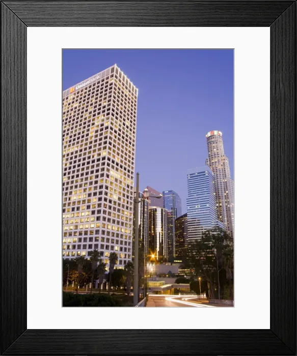 Framed Print : Union Bank on the left and US Bank towers in Los Angeles, California, United States of America Framed Print : Union Bank on the left and US Bank towers in Los Angeles, California, United States of America