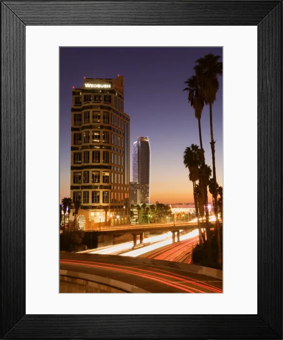 Framed Print : 110 Freeway and Los Angeles skyline, California, United States of America, North America Framed Print : 110 Freeway and Los Angeles skyline, California, United States of America, North America