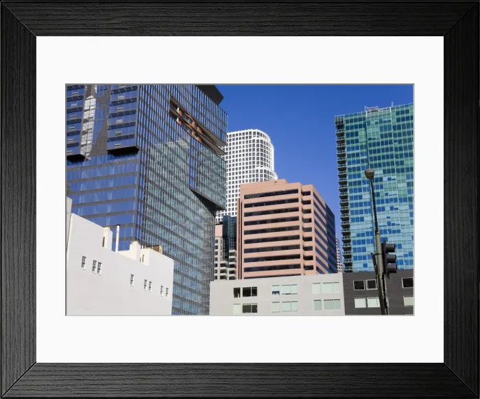 Framed Print : 900 Figueroa Tower on the left in Downtown Los Angeles, California, United States of America Framed Print : 900 Figueroa Tower on the left in Downtown Los Angeles, California, United States of America