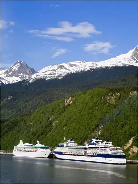 Cruise ships docked in Skagway, Southeast Alaska, United States of America, North America