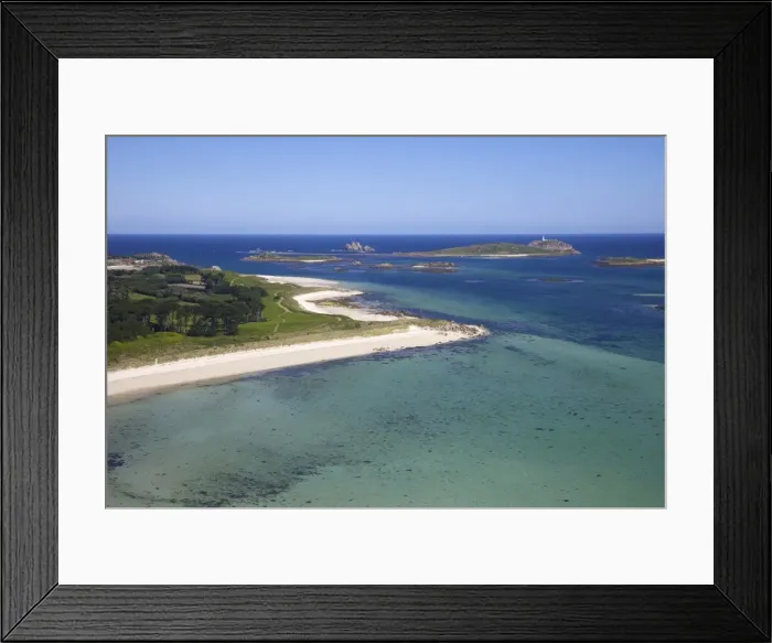 Framed Print : Aerial view of Tresco, Isles of Scilly, England, United Kingdom, Europe Framed Print : Aerial view of Tresco, Isles of Scilly, England, United Kingdom, Europe