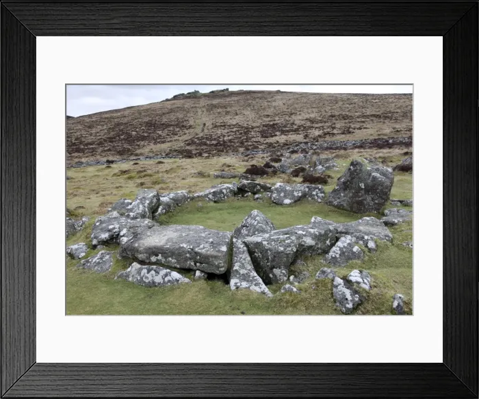 Framed Print : Ruins of middle Bronze Age house, Grimspound, Dartmoor, Devon, England Framed Print : Ruins of middle Bronze Age house, Grimspound, Dartmoor, Devon, England