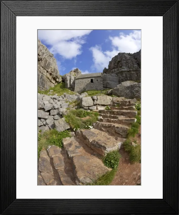 Framed Print : Some of the 52 steps near the 13th century St. Govans Chapel, St. Govans Head Framed Print : Some of the 52 steps near the 13th century St. Govans Chapel, St. Govans Head