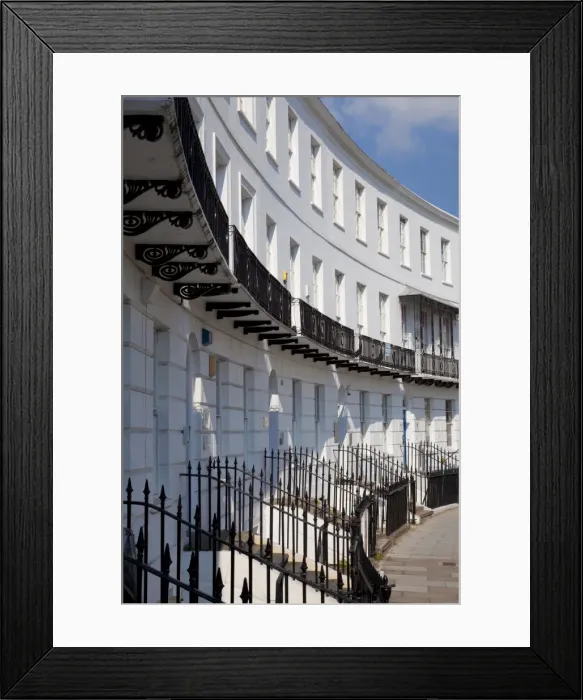 Framed Print : Terrace of Regency style Georgian houses with wrought iron balconies on The Royal Crescent Framed Print : Terrace of Regency style Georgian houses with wrought iron balconies on The Royal Crescent