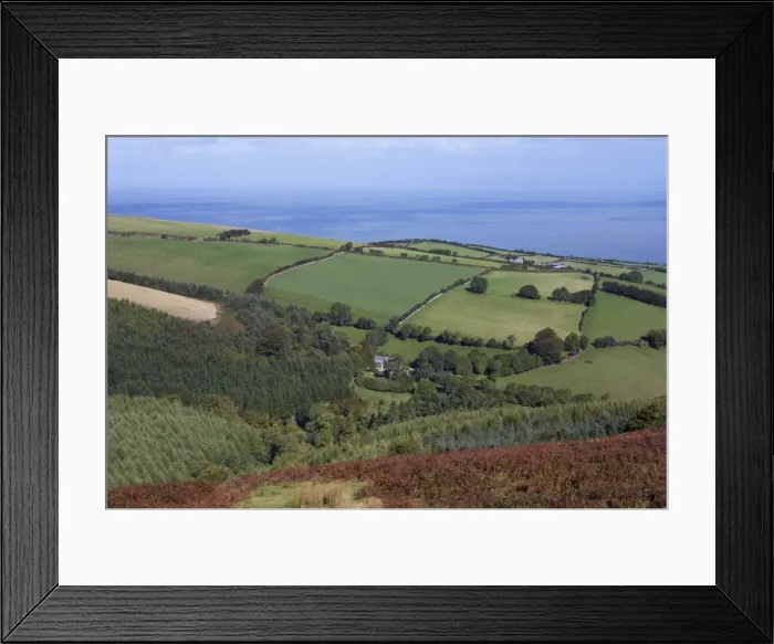 Framed Print : Exmoor National Park and Bristol Channel, near Porlock, Somerset, England Framed Print : Exmoor National Park and Bristol Channel, near Porlock, Somerset, England