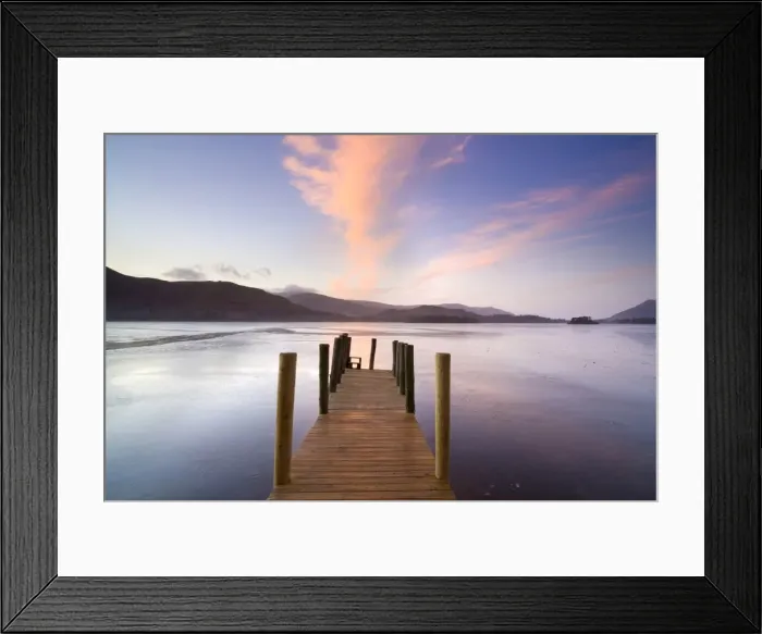 Framed Print : Jetty and Derwentwater at sunset, near Keswick, Lake District National Park Framed Print : Jetty and Derwentwater at sunset, near Keswick, Lake District National Park