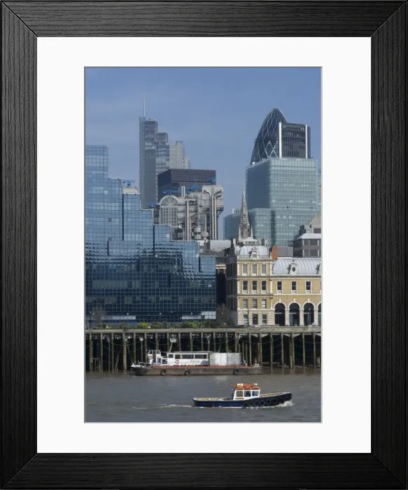 Framed Print : A view of the City of London looking across the Thames from London Bridge Framed Print : A view of the City of London looking across the Thames from London Bridge