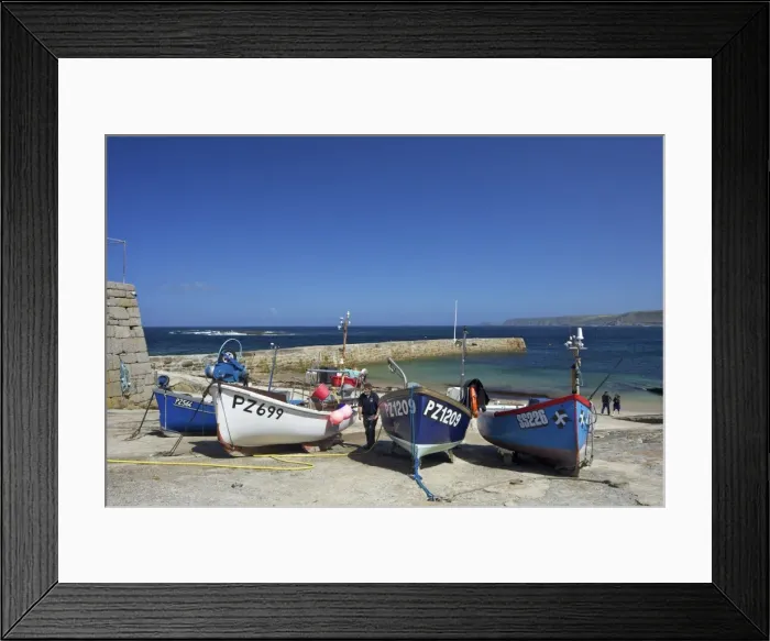 Framed Print : Fishing boats in harbour, Sennen Cove, West Penwith, Cornwall, England Framed Print : Fishing boats in harbour, Sennen Cove, West Penwith, Cornwall, England