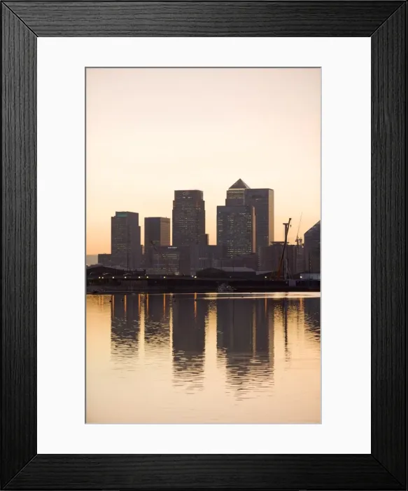 Framed Print : Canary Wharf seen from Victoria Wharf, London Docklands, London, England Framed Print : Canary Wharf seen from Victoria Wharf, London Docklands, London, England