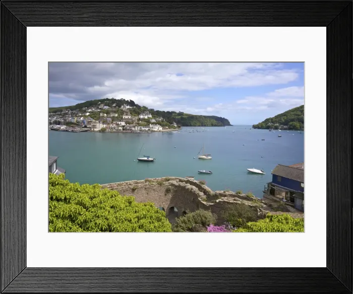 Framed Print : Bayards Cove Fort and the River Dart estuary in spring sunshine, Dartmouth Framed Print : Bayards Cove Fort and the River Dart estuary in spring sunshine, Dartmouth
