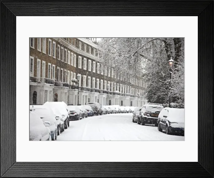 Framed Print : London street in snow, Notting Hill, London, England, United Kingdom, Europe Framed Print : London street in snow, Notting Hill, London, England, United Kingdom, Europe