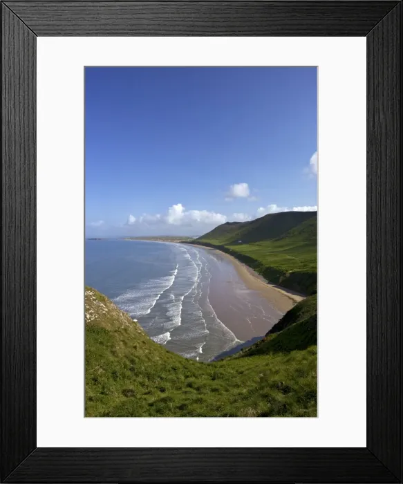 Framed Print : Rhossili Beach in spring morning sunshine, Gower Peninsula, County of Swansea Framed Print : Rhossili Beach in spring morning sunshine, Gower Peninsula, County of Swansea