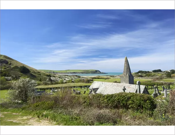 View of Camel Estuary from the churchyard of St. Enodoc Church, Rock, North Cornwall