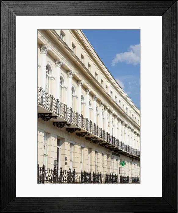 Framed Print : Row of Georgian Regency style terraced houses on St. Georges Road, Cheltenham Spa Framed Print : Row of Georgian Regency style terraced houses on St. Georges Road, Cheltenham Spa