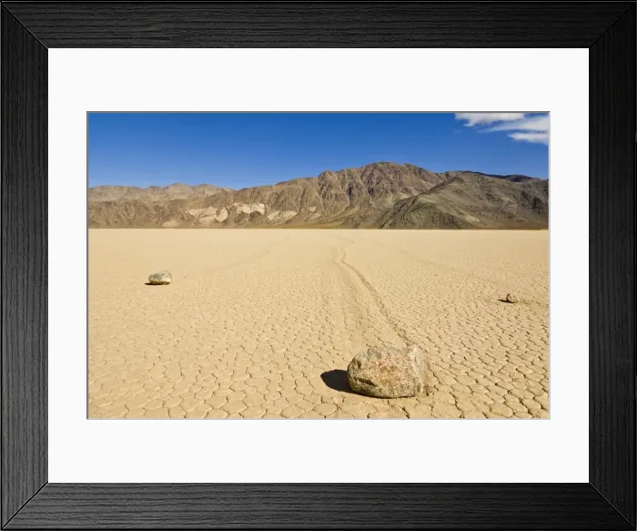 Framed Print : The Grandstand in Racetrack Valley, a dried lake bed known for its sliding rocks on the Racetrack Playa, Death Valley National Park, California, United States of America