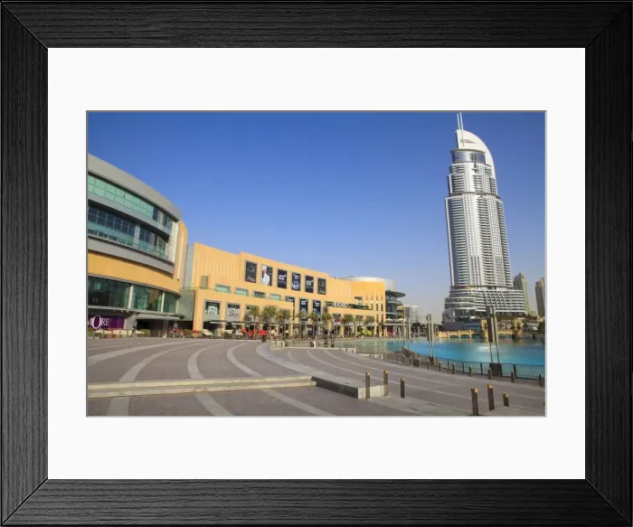 Framed Print : Downtown Dubai district, Dubai Mall, The Address Tower and Souk Al Bahar Framed Print : Downtown Dubai district, Dubai Mall, The Address Tower and Souk Al Bahar