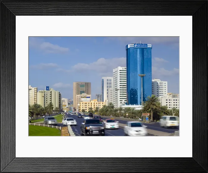 Framed Print : Al-Arouba Street from end of Sharjah Bridge, Sharjah, United Arab Emirates, Middle East Framed Print : Al-Arouba Street from end of Sharjah Bridge, Sharjah, United Arab Emirates, Middle East