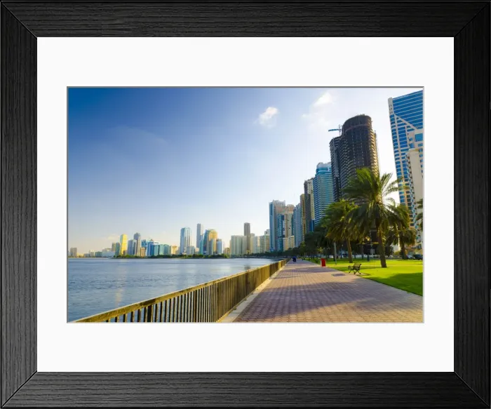 Framed Print : Buheirah Corniche beside Khalid Lagoon, Sharjah, United Arab Emirates, Middle East Framed Print : Buheirah Corniche beside Khalid Lagoon, Sharjah, United Arab Emirates, Middle East
