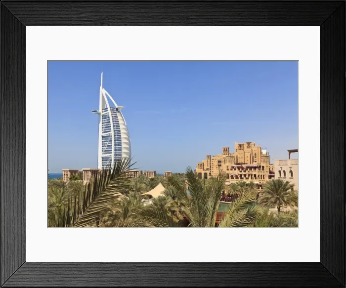 Framed Print : Burj Al Arab and Madinat Jumeirah Hotels, Dubai, United Arab Emirates, Middle East Framed Print : Burj Al Arab and Madinat Jumeirah Hotels, Dubai, United Arab Emirates, Middle East