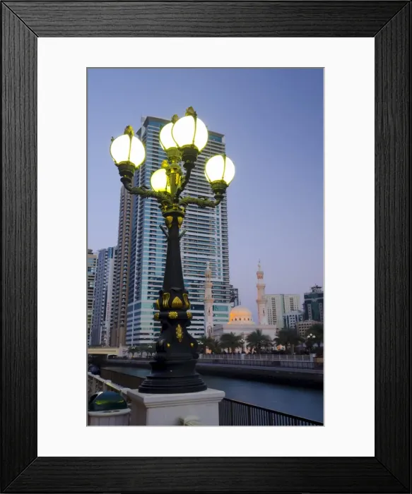 Framed Print : Al Qasba Mosque beside Al Qasba Canal, Sharjah, United Arab Emirates, Middle East Framed Print : Al Qasba Mosque beside Al Qasba Canal, Sharjah, United Arab Emirates, Middle East