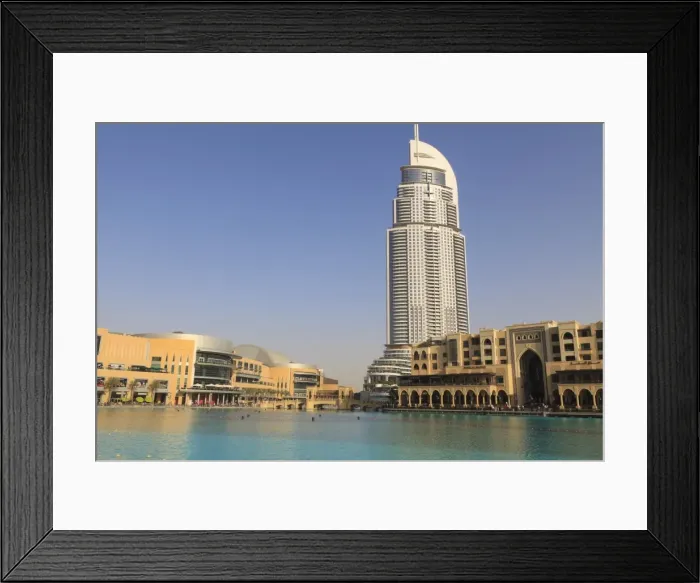 Framed Print : Downtown district with the Dubai Mall, The Address building and Palace Hotel Framed Print : Downtown district with the Dubai Mall, The Address building and Palace Hotel