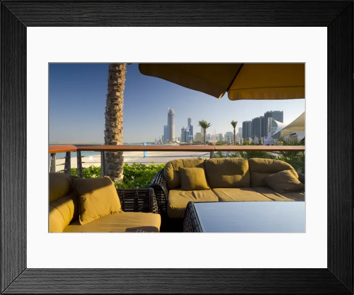 Framed Print : Beach and cafe, Corniche, Abu Dhabi, United Arab Emirates, Middle East Framed Print : Beach and cafe, Corniche, Abu Dhabi, United Arab Emirates, Middle East