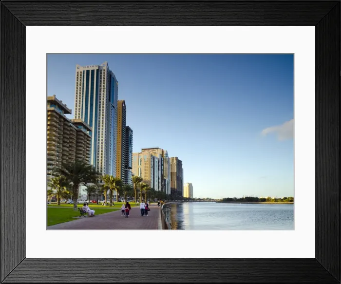 Framed Print : Buheirah Corniche beside Khalid Lagoon, Sharjah, United Arab Emirates, Middle East Framed Print : Buheirah Corniche beside Khalid Lagoon, Sharjah, United Arab Emirates, Middle East