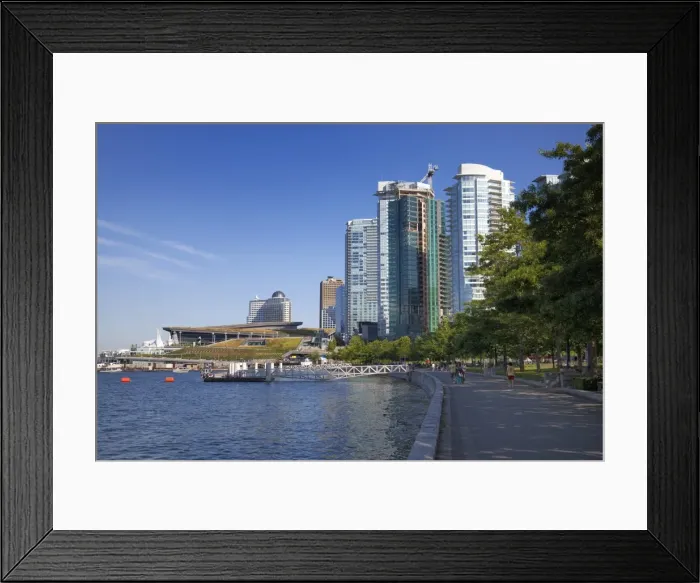 Framed Print : Waterfront at Coal Harbour with the Convention Centre and Canada Place in the distance Framed Print : Waterfront at Coal Harbour with the Convention Centre and Canada Place in the distance