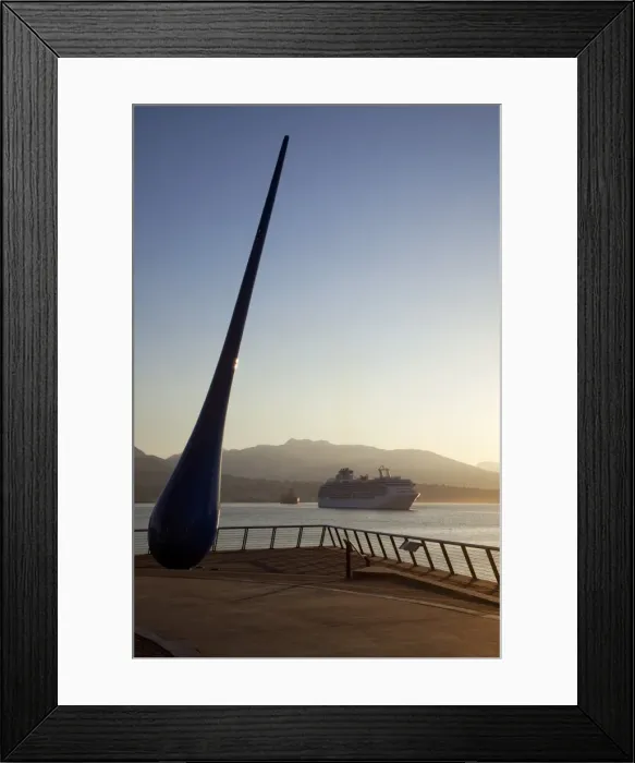 Framed Print : The Raindrop sculpture and cruise ship in early morning light, Waterfront near the Convention Centre and Canada Place, Vancouver, British Columbia, Canada Framed Print : The Raindrop sculpture and cruise ship in early morning light, Waterfront near the Convention Centre and Canada Place, Vancouver, British Columbia, Canada