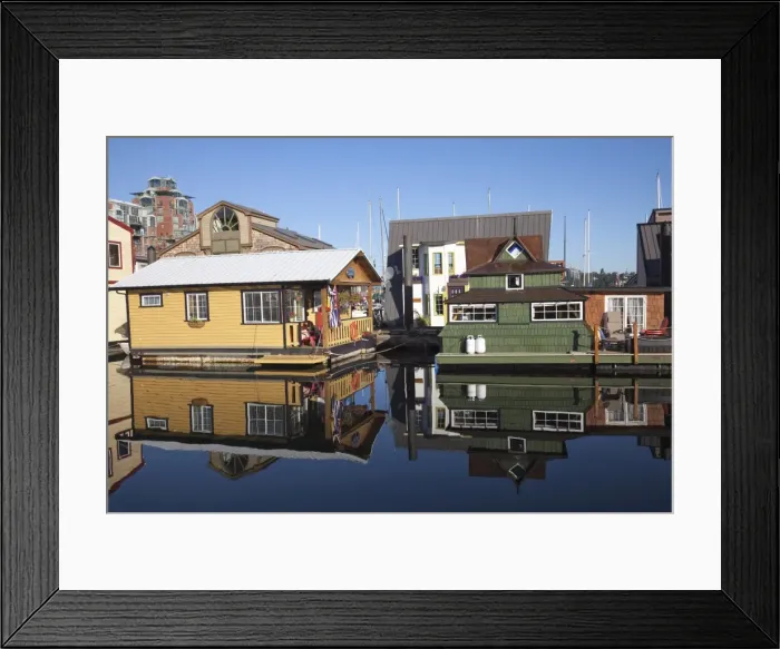 Framed Print : Colourful boat houses, Fishermans Wharf, Victoria, Vancouver Island Framed Print : Colourful boat houses, Fishermans Wharf, Victoria, Vancouver Island