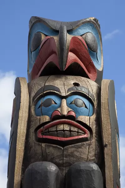 The top of a Totem Pole, Duncan, Victoria Island, British Columbia, Canada, North America