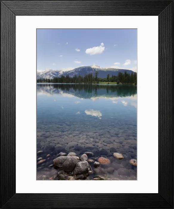 Framed Print : Reflections in Lake Beauvert, Jasper National Park, UNESCO World Heritage Site Framed Print : Reflections in Lake Beauvert, Jasper National Park, UNESCO World Heritage Site