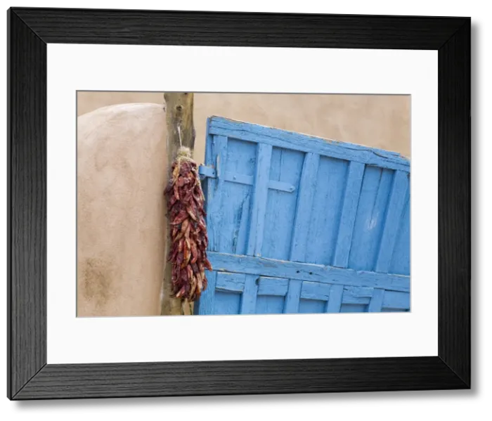 Framed Print : Blue door in Taos, New Mexico, United States of America, North America Framed Print : Blue door in Taos, New Mexico, United States of America, North America