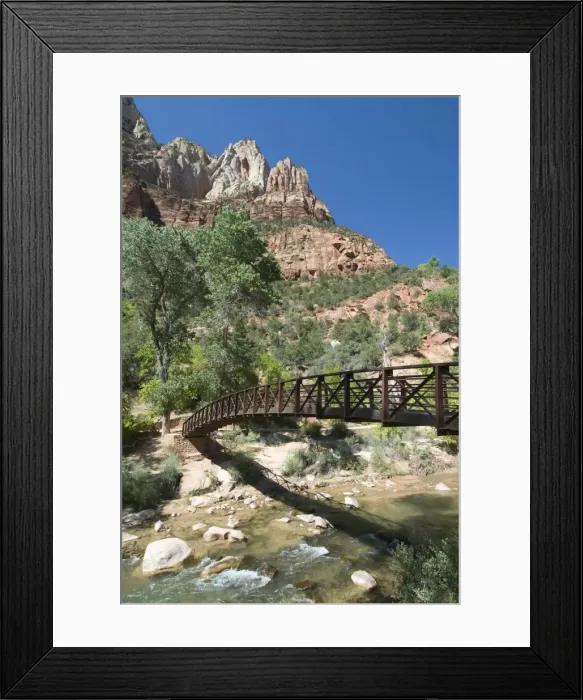 Framed Print : The Virgin River, foot bridge to access the Emerald Pools, Zion National Park Framed Print : The Virgin River, foot bridge to access the Emerald Pools, Zion National Park