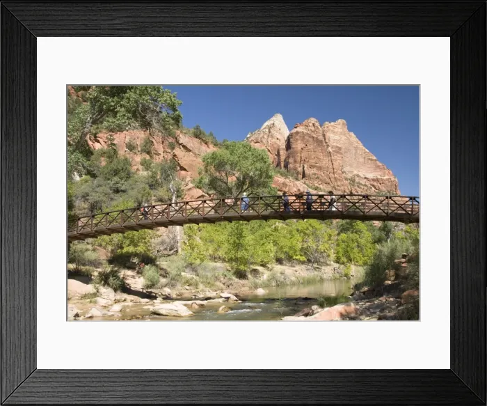 Framed Print : The Virgin River, foot bridge to access the Emerald Pools, Zion National Park Framed Print : The Virgin River, foot bridge to access the Emerald Pools, Zion National Park