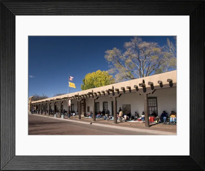 Framed Print : Pueblo Indians selling their wares at the Palace of Governors, built in 1610 Framed Print : Pueblo Indians selling their wares at the Palace of Governors, built in 1610