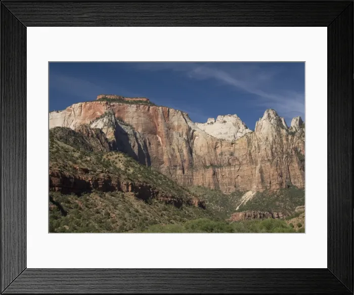 Framed Print : West Temple, 7810 feet on left, and Sundial Tower, 7590 feet center rear Framed Print : West Temple, 7810 feet on left, and Sundial Tower, 7590 feet center rear