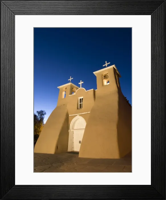 Framed Print : Old Mission of St. Francis de Assisi, built about 1710, illuminated in the late evening Framed Print : Old Mission of St. Francis de Assisi, built about 1710, illuminated in the late evening