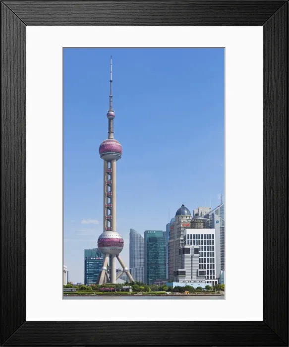Framed Print : Oriental Pearl TV tower and Pudong skyscrapers, Shanghai, China, Asia Framed Print : Oriental Pearl TV tower and Pudong skyscrapers, Shanghai, China, Asia