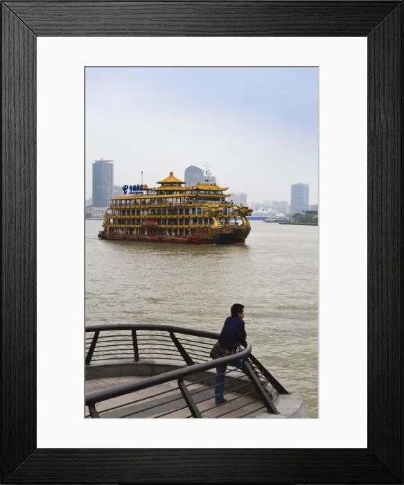 Framed Print : Tourist pleasure boat on the Huangpu River, Shanghai, China, Asia Framed Print : Tourist pleasure boat on the Huangpu River, Shanghai, China, Asia