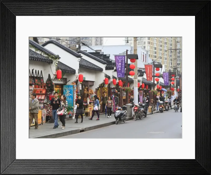 Framed Print : Pedestrians on Shanghai Old Street, remnant of a bygone age, Fuxing, Shanghai Framed Print : Pedestrians on Shanghai Old Street, remnant of a bygone age, Fuxing, Shanghai